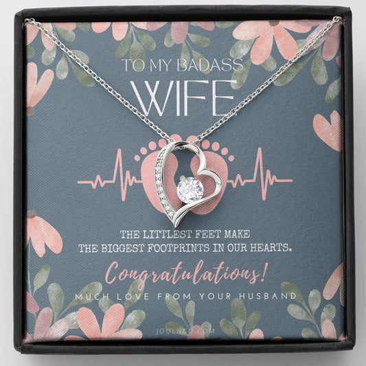 Gift for Pregnant Wife | Mom to be gift | New Mommy Necklace | To Mommy to be | New Mom Jewelry | Forever Love Necklace | Badass Mom Heart Necklace | Badass Wife Gift