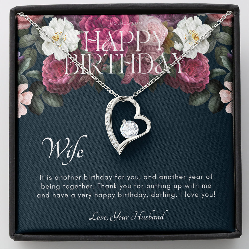 Forever Love, Birthday Gift for Wife from Husband, Wife Necklace, Meaningful Gift for Wife, 14k white gold finish, To my wife