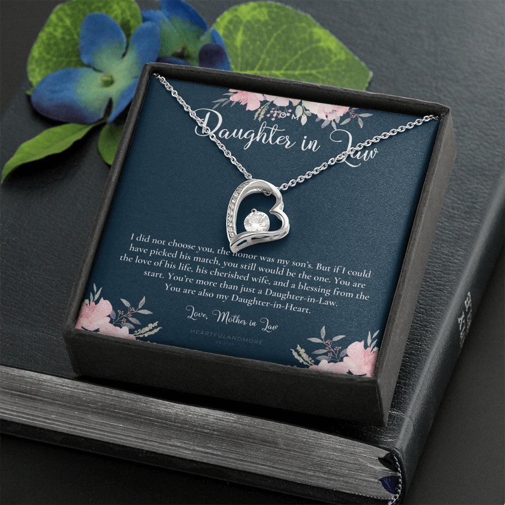 Daughter-In-Law Gift Necklace, Wedding Gift, Jewelry From Mother-In Law, Gift for Bride, Daughter-In-Heart