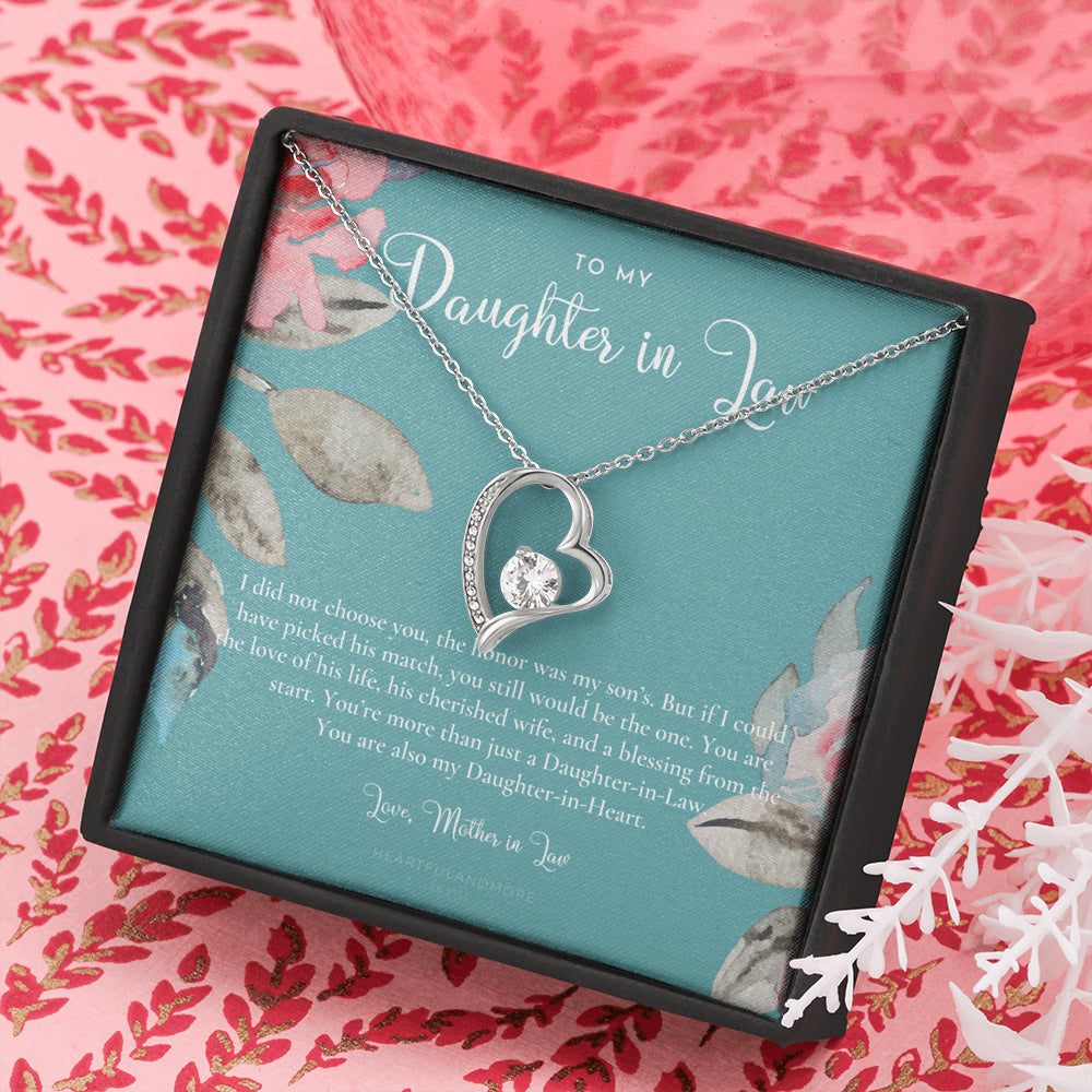 Daughter-In-Law Gift Necklace, Wedding Gift, Jewelry From Mother-In Law, Gift for Bride, Daughter-In-Heart