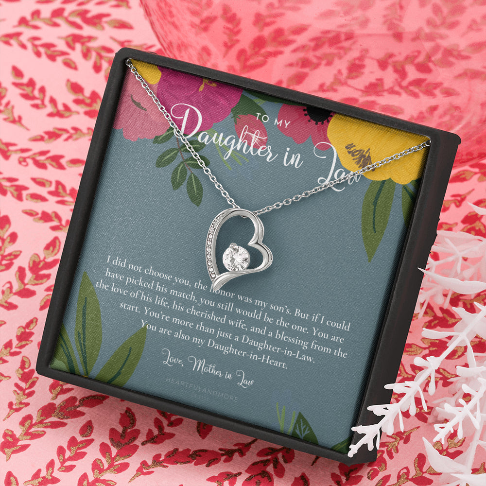 Daughter-In-Law Gift Necklace, Wedding Gift, Jewelry From Mother-In Law, Gift for Bride, Daughter-In-Heart
