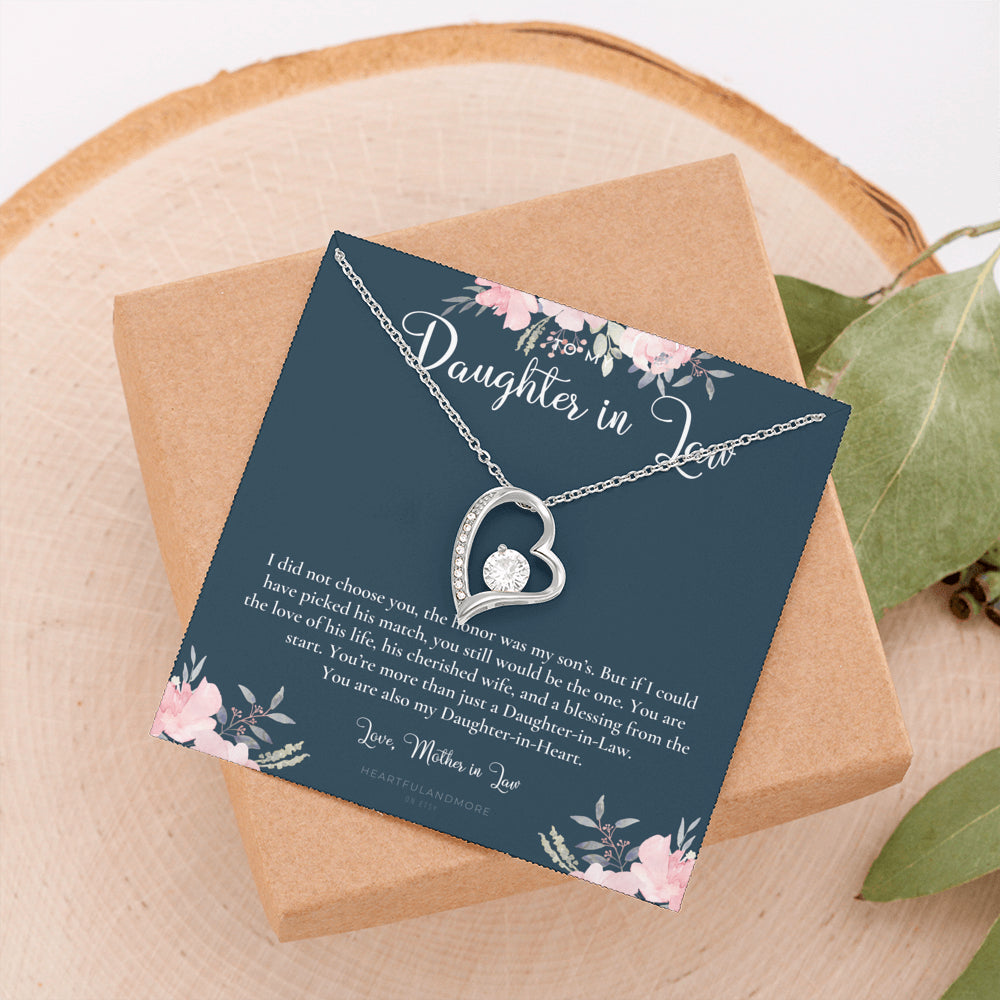 Daughter-In-Law Gift Necklace, Wedding Gift, Jewelry From Mother-In Law, Gift for Bride, Daughter-In-Heart