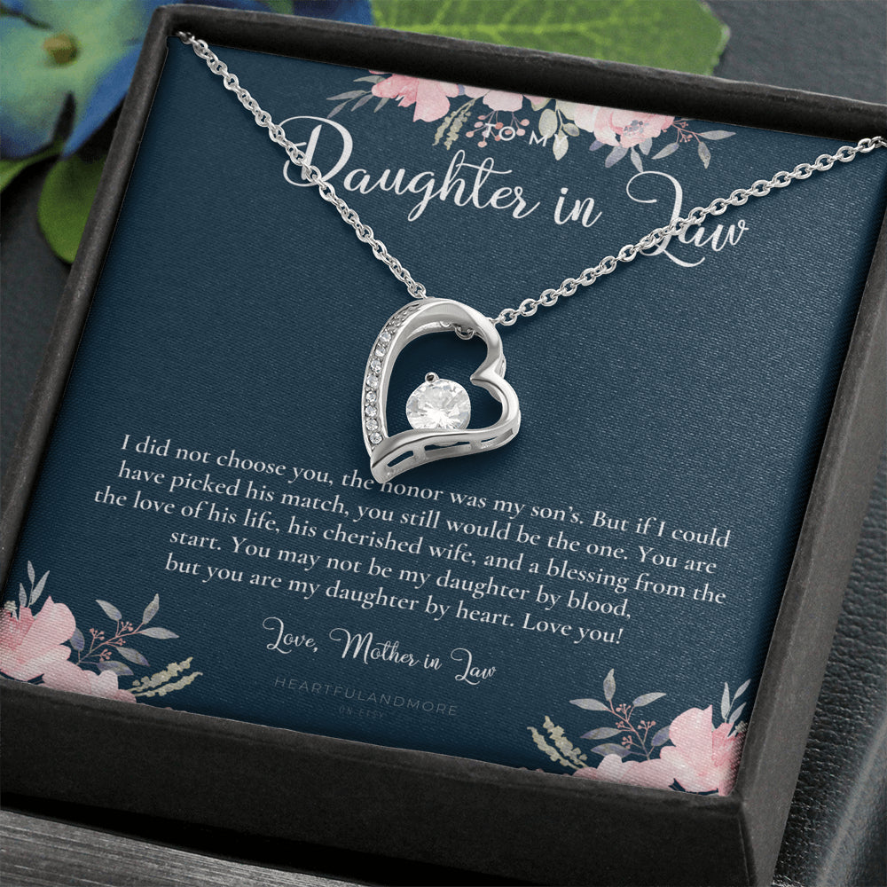 Daughter-In-Law Gift Necklace, Wedding Gift, Jewelry From Mother-In Law, Gift for Bride, Daughter-In-Heart