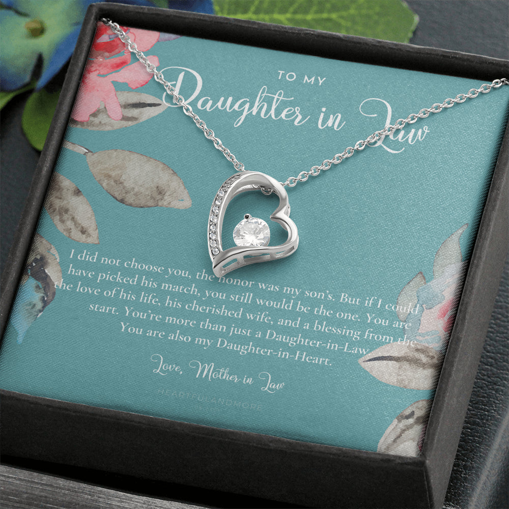 Daughter-In-Law Gift Necklace, Wedding Gift, Jewelry From Mother-In Law, Gift for Bride, Daughter-In-Heart