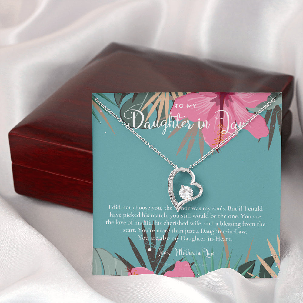 Daughter-In-Law Gift Necklace, Wedding Gift, Jewelry From Mother-In Law, Gift for Bride, Daughter-In-Heart