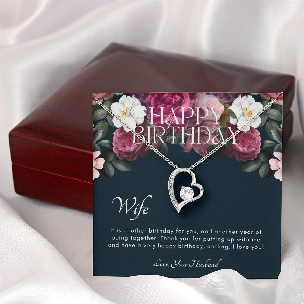 Forever Love, Birthday Gift for Wife from Husband, Wife Necklace, Meaningful Gift for Wife, 14k white gold finish, To my wife