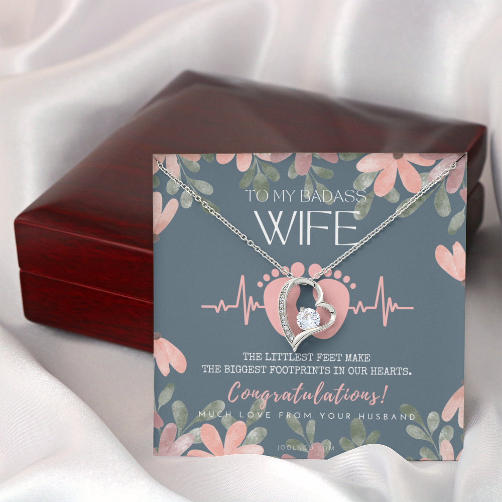 Gift for Pregnant Wife | Mom to be gift | New Mommy Necklace | To Mommy to be | New Mom Jewelry | Forever Love Necklace | Badass Mom Heart Necklace | Badass Wife Gift