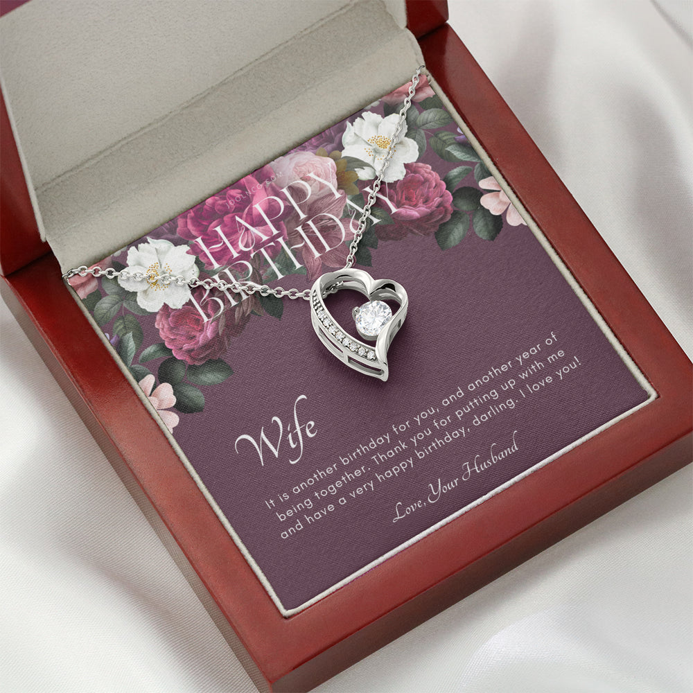 Forever Love, Birthday Gift for Wife from Husband, Wife Necklace, Meaningful Gift for Wife, 14k white gold finish, To my wife