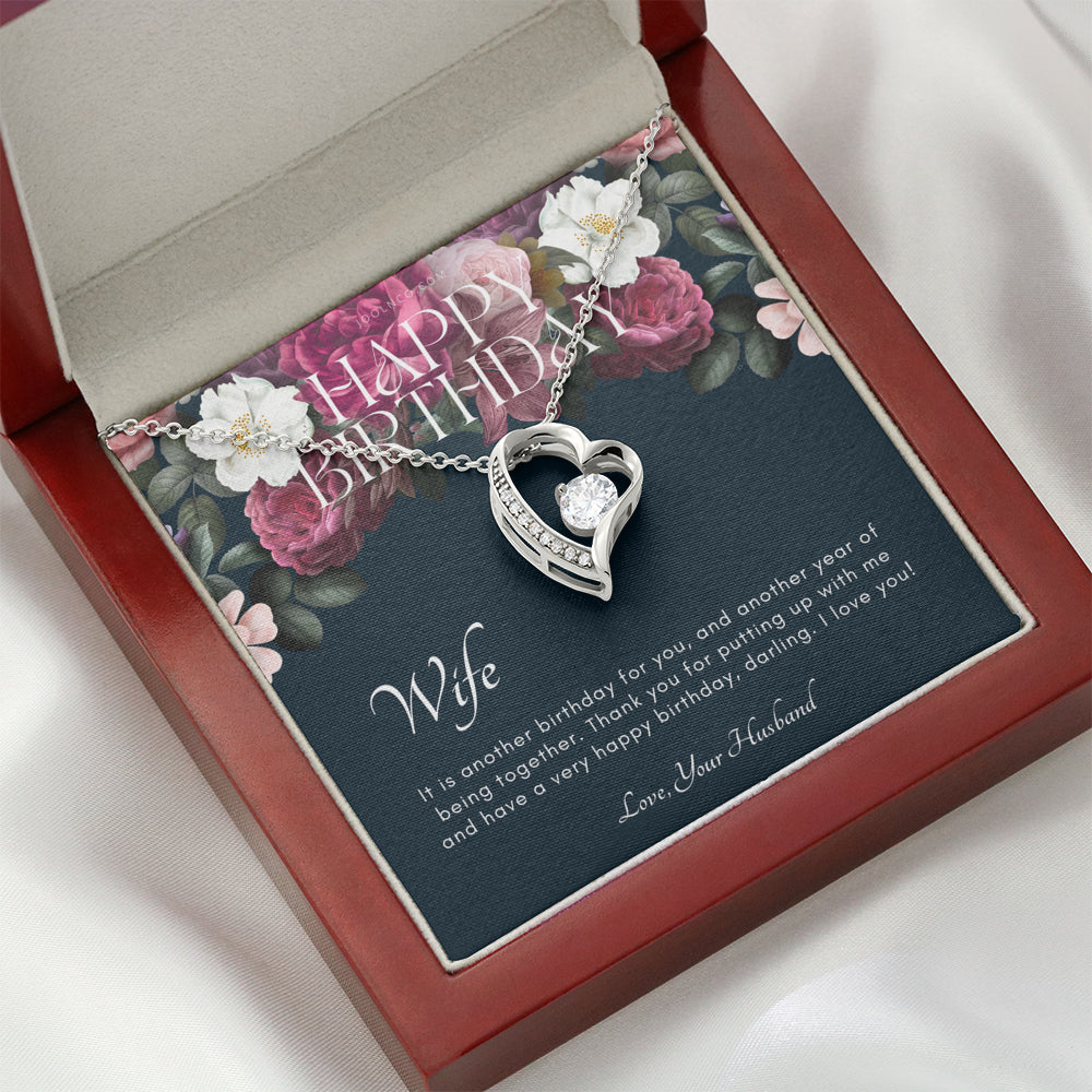Forever Love, Birthday Gift for Wife from Husband, Wife Necklace, Meaningful Gift for Wife, 14k white gold finish, To my wife