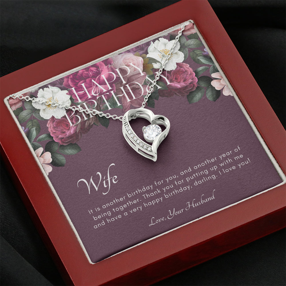 Forever Love, Birthday Gift for Wife from Husband, Wife Necklace, Meaningful Gift for Wife, 14k white gold finish, To my wife