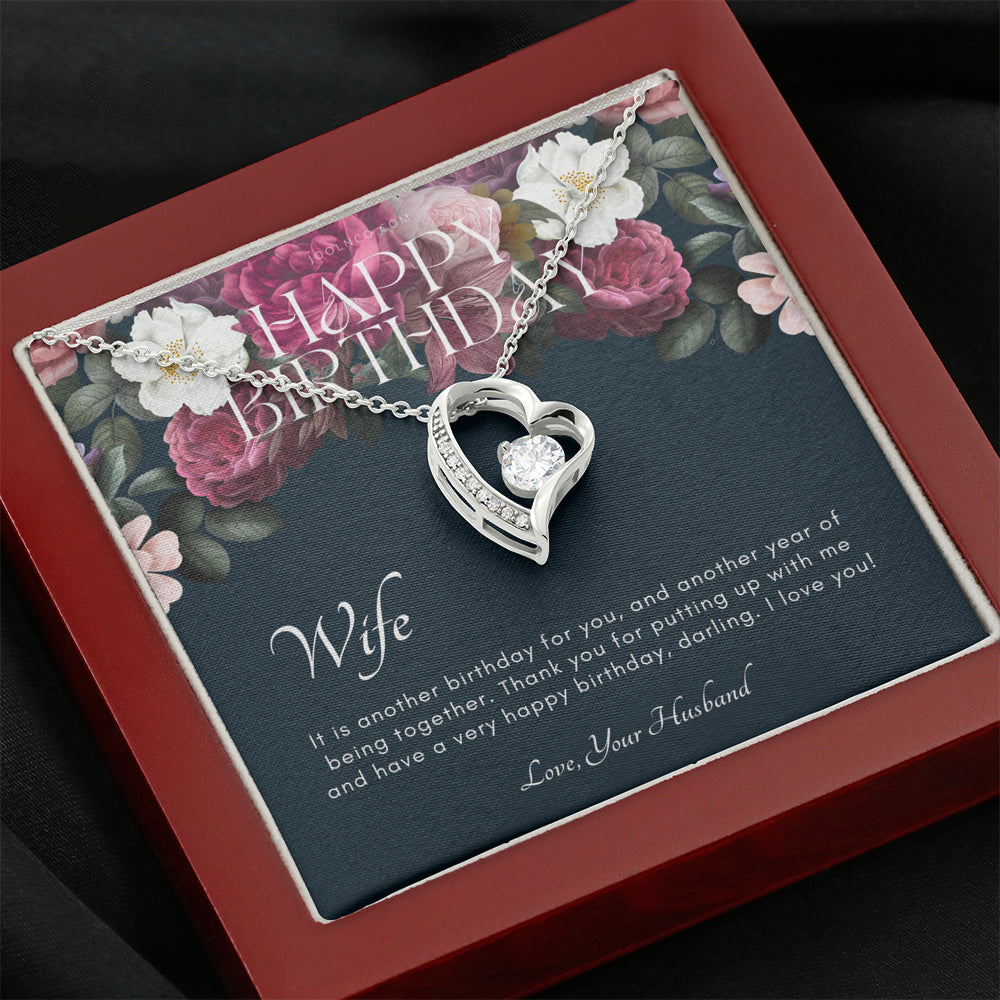 Forever Love, Birthday Gift for Wife from Husband, Wife Necklace, Meaningful Gift for Wife, 14k white gold finish, To my wife