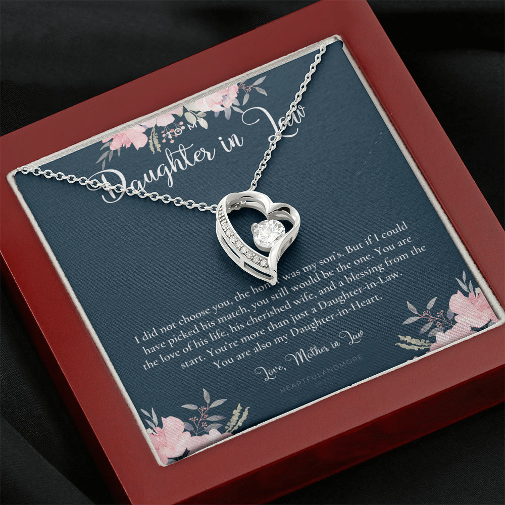 Daughter-In-Law Gift Necklace, Wedding Gift, Jewelry From Mother-In Law, Gift for Bride, Daughter-In-Heart