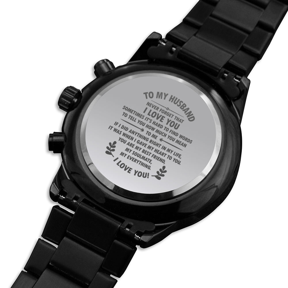 Gift for Husband, Father’s Day gift for Husband, Watch gift for Him, Black Chronograph Watch
