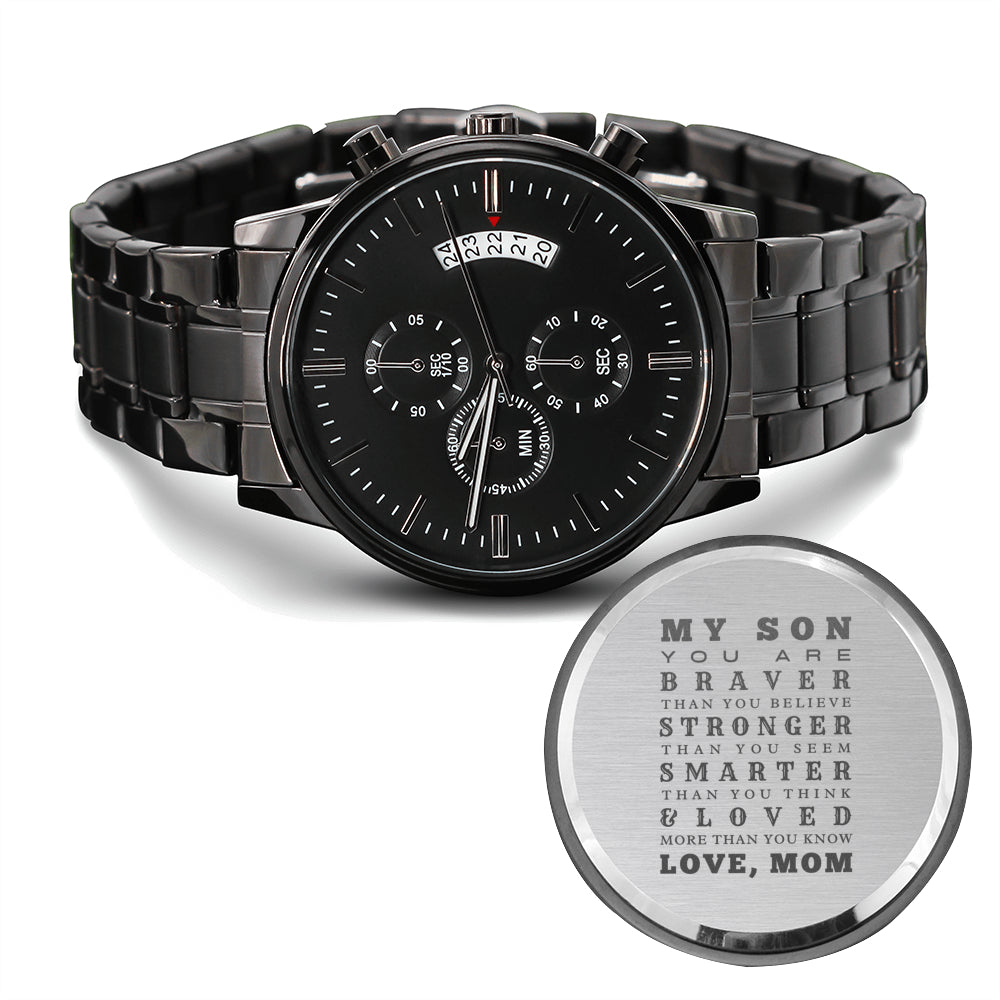 To My Son From Mom watch Gift You are braver than you believe Love Message From Parents Engraved Men Watch Birthday Personal Gifts