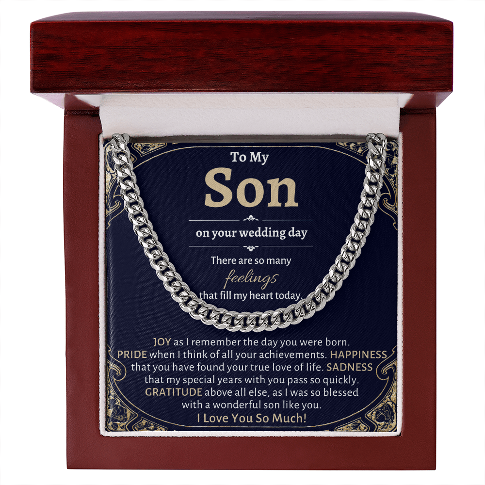 Groom Gift from Mom, To My Son on Your Wedding Day, Son Wedding Day Gift, Gift for Son on Wedding Day, Son Wedding Cuban Chain from Mom