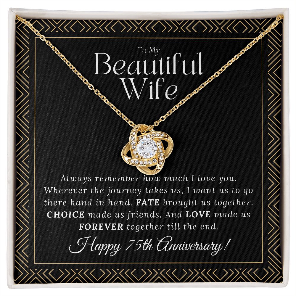 75 Year Anniversary Gift For Wife - Love Knot Necklace
