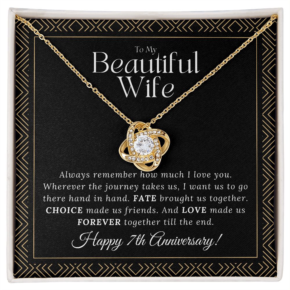 7 Year Anniversary Gift For Wife - Love Knot Necklace