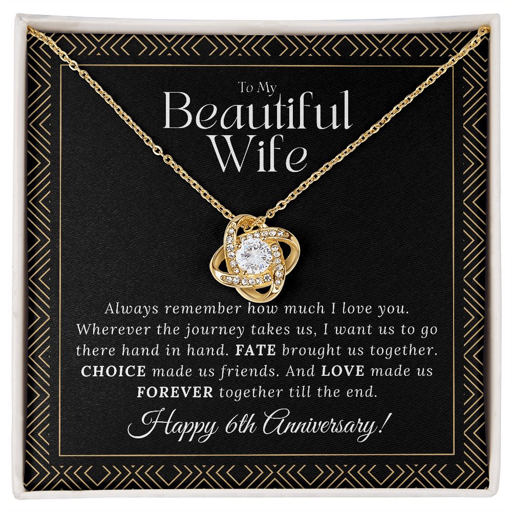 6 Year Anniversary Gift For Wife - Love Knot Necklace