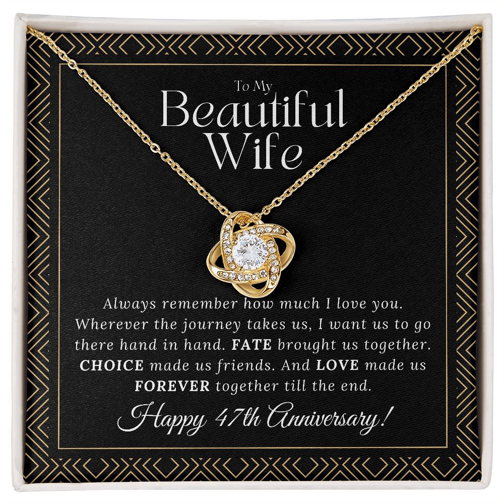 47 Year Anniversary Gift for Wife - Love Knot Necklace