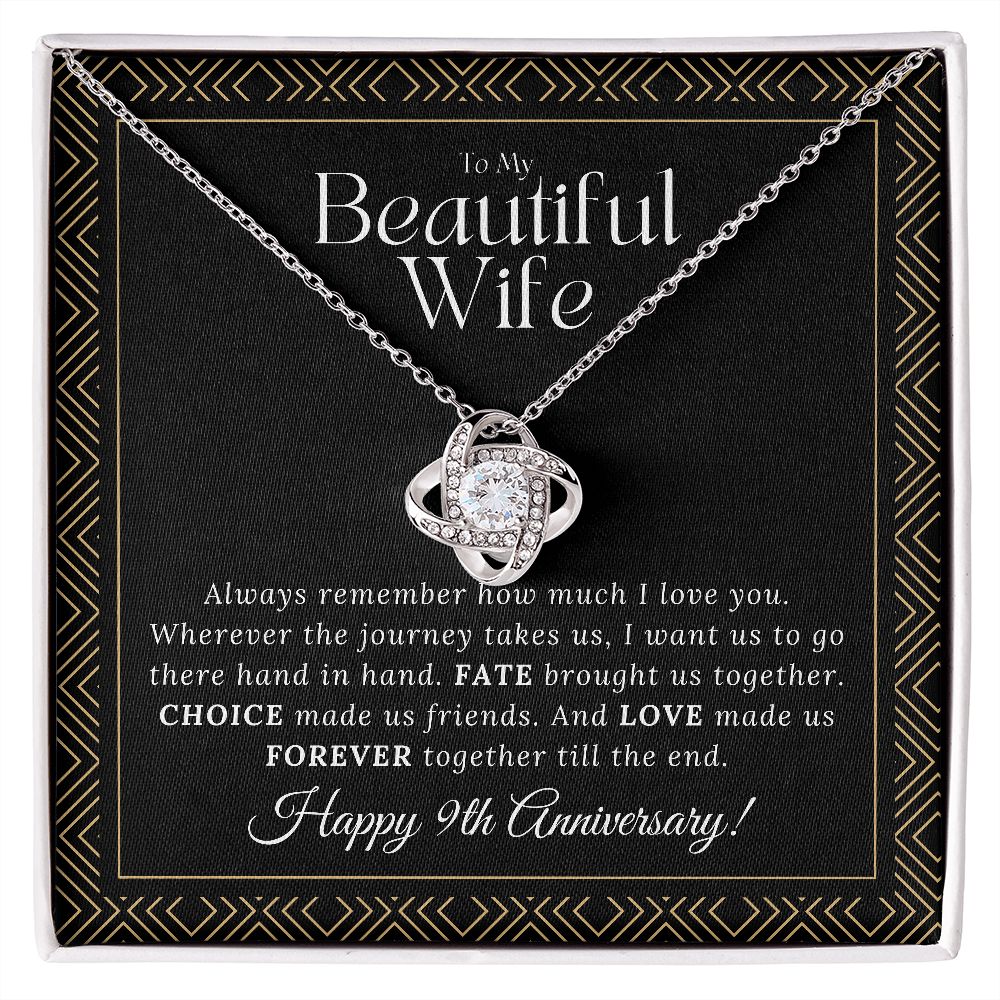 9 Year Anniversary Gift For Wife - Love Knot Necklace