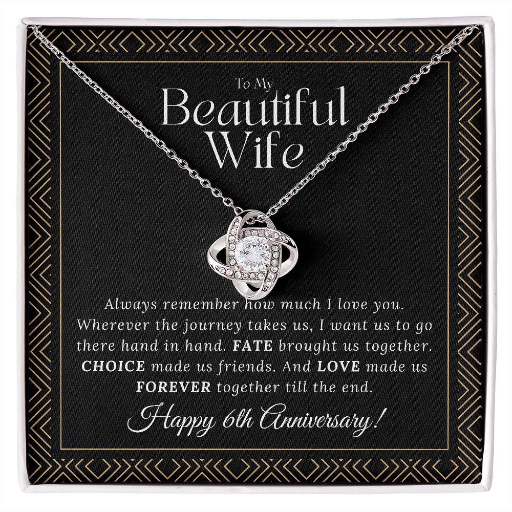 6 Year Anniversary Gift For Wife - Love Knot Necklace