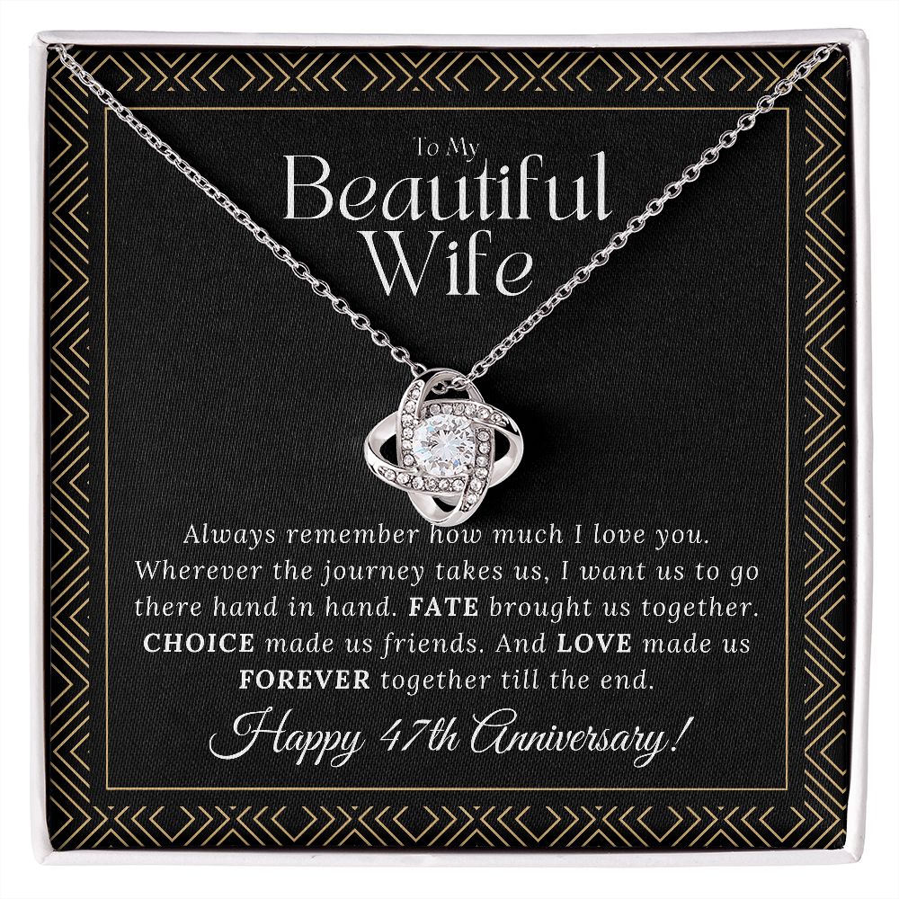 47 Year Anniversary Gift for Wife - Love Knot Necklace