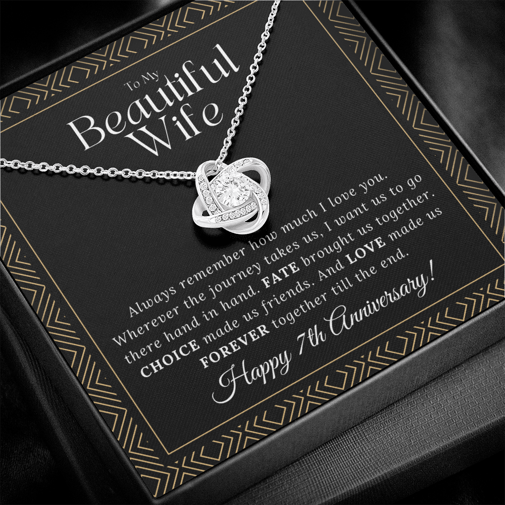 7 Year Anniversary Gift For Wife - Love Knot Necklace