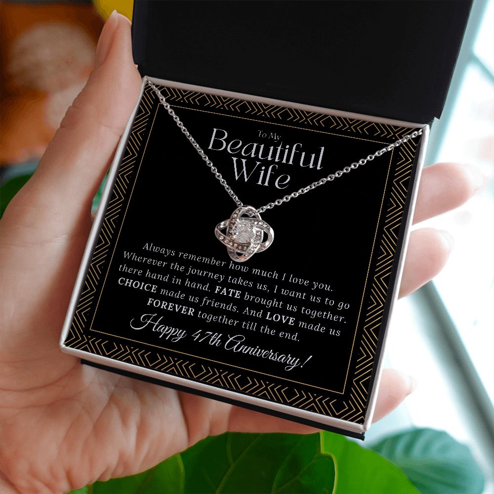 47 Year Anniversary Gift for Wife - Love Knot Necklace