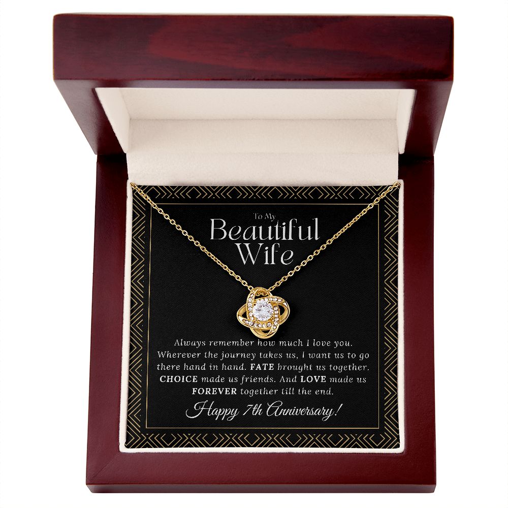 7 Year Anniversary Gift For Wife - Love Knot Necklace