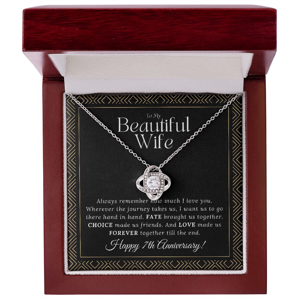 7 Year Anniversary Gift For Wife - Love Knot Necklace