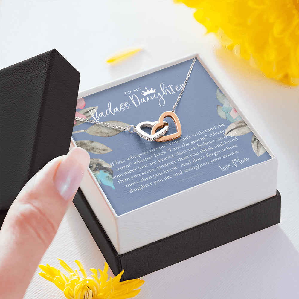 Daughter Gift from Mom, Heart Necklace Daughter Gift, Interlocking Necklace to Daughter, Daughter Graduation, Birthday Gift, Necklace