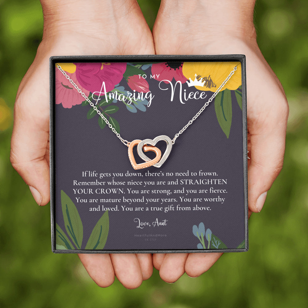 To My Amazing Niece, Straighten Your Crown Necklace, Aunt Niece Necklace, Niece Birthday Gift, Niece Graduation Gift