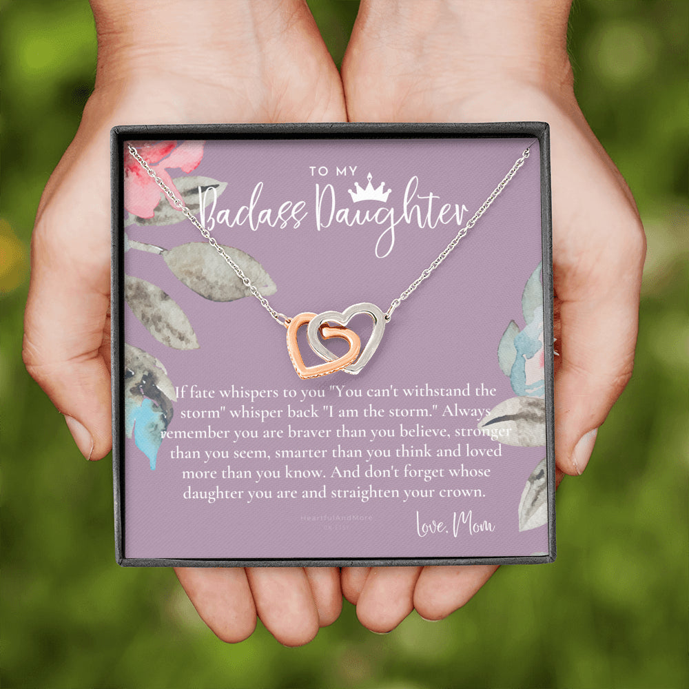 Daughter Gift from Mom, Heart Necklace Daughter Gift, Interlocking Necklace to Daughter, Daughter Graduation, Birthday Gift, Necklace