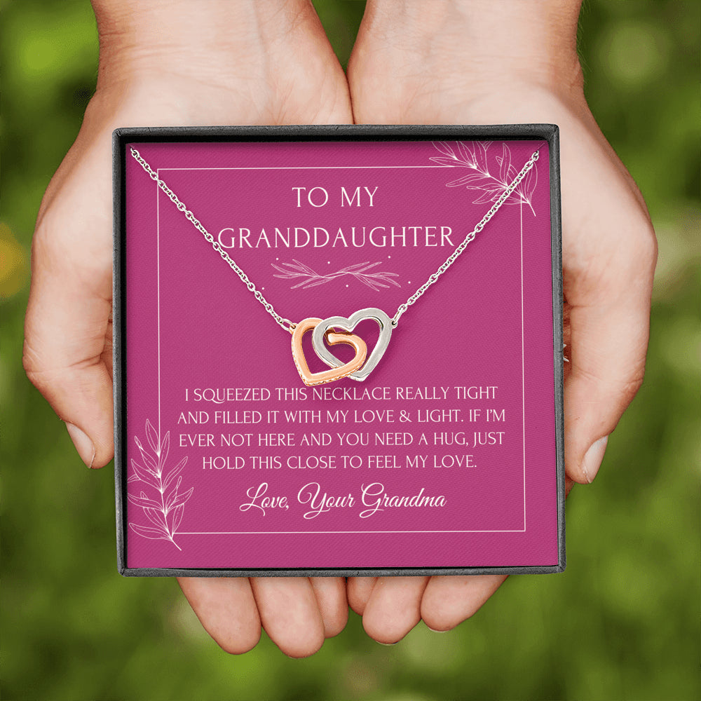 To My Granddaughter Interlocking Heart Necklace Gift from Grandma