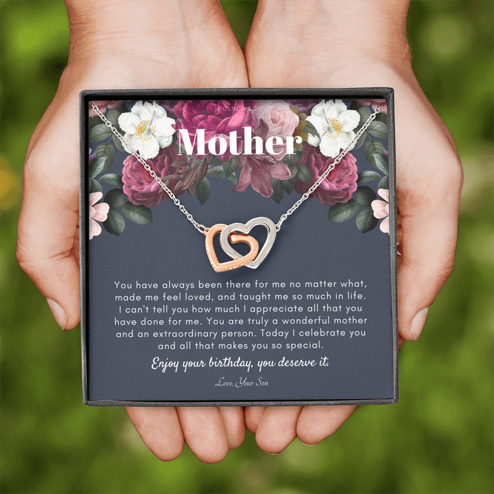 Interlocking Necklace | Mother's Birthday Gift | Necklace for Mom's birthday | Elegant Gift For Mom from Son | Best Mom Gift Message Card