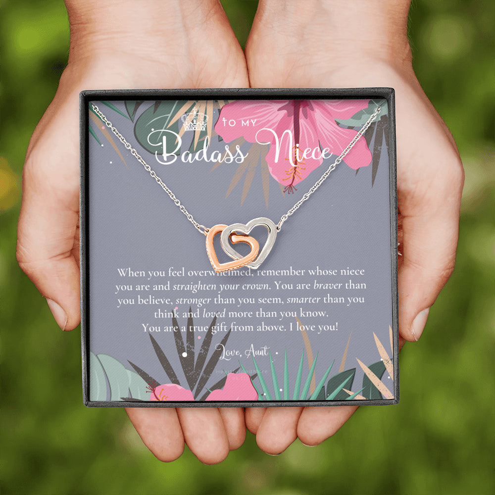 To My Badass Niece, Straighten Your Crown Necklace, Aunt Niece Necklace, Niece Birthday Gift, Niece Graduation Gift