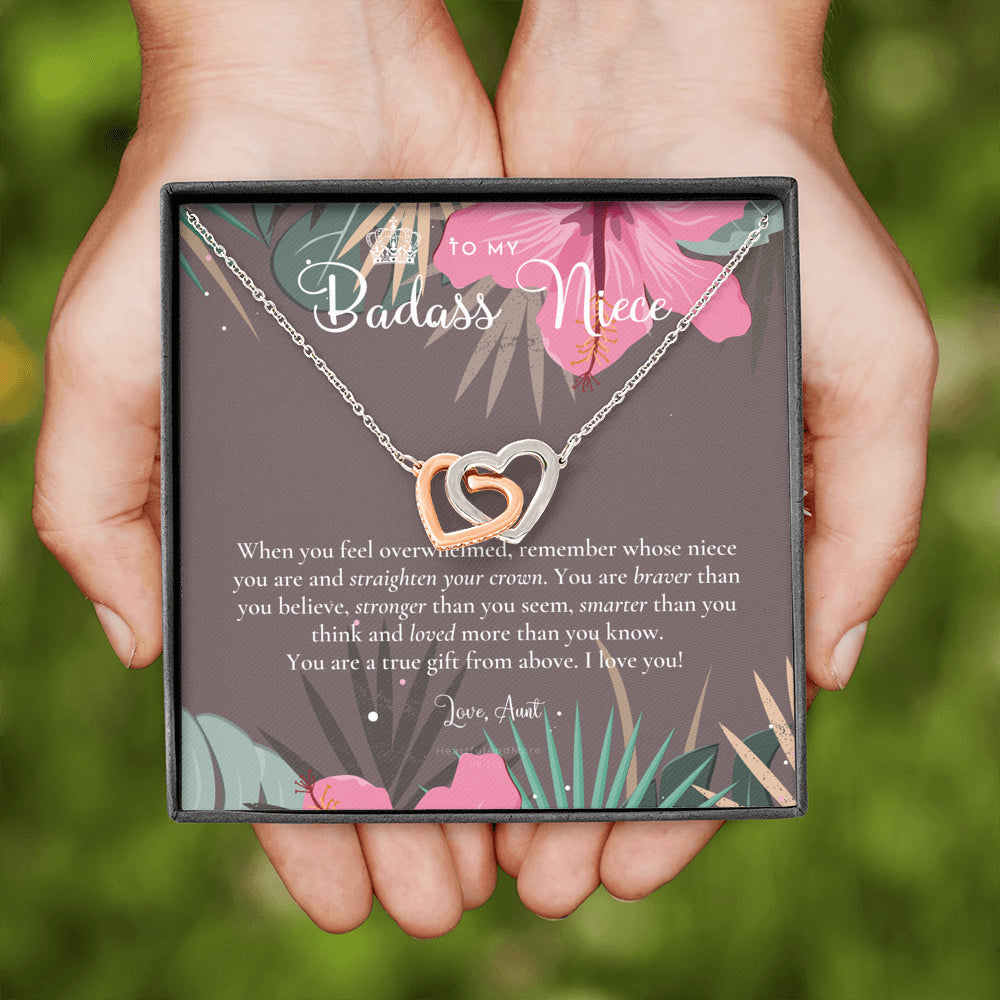 To My Badass Niece, Straighten Your Crown Necklace, Aunt Niece Necklace, Niece Birthday Gift, Niece Graduation Gift