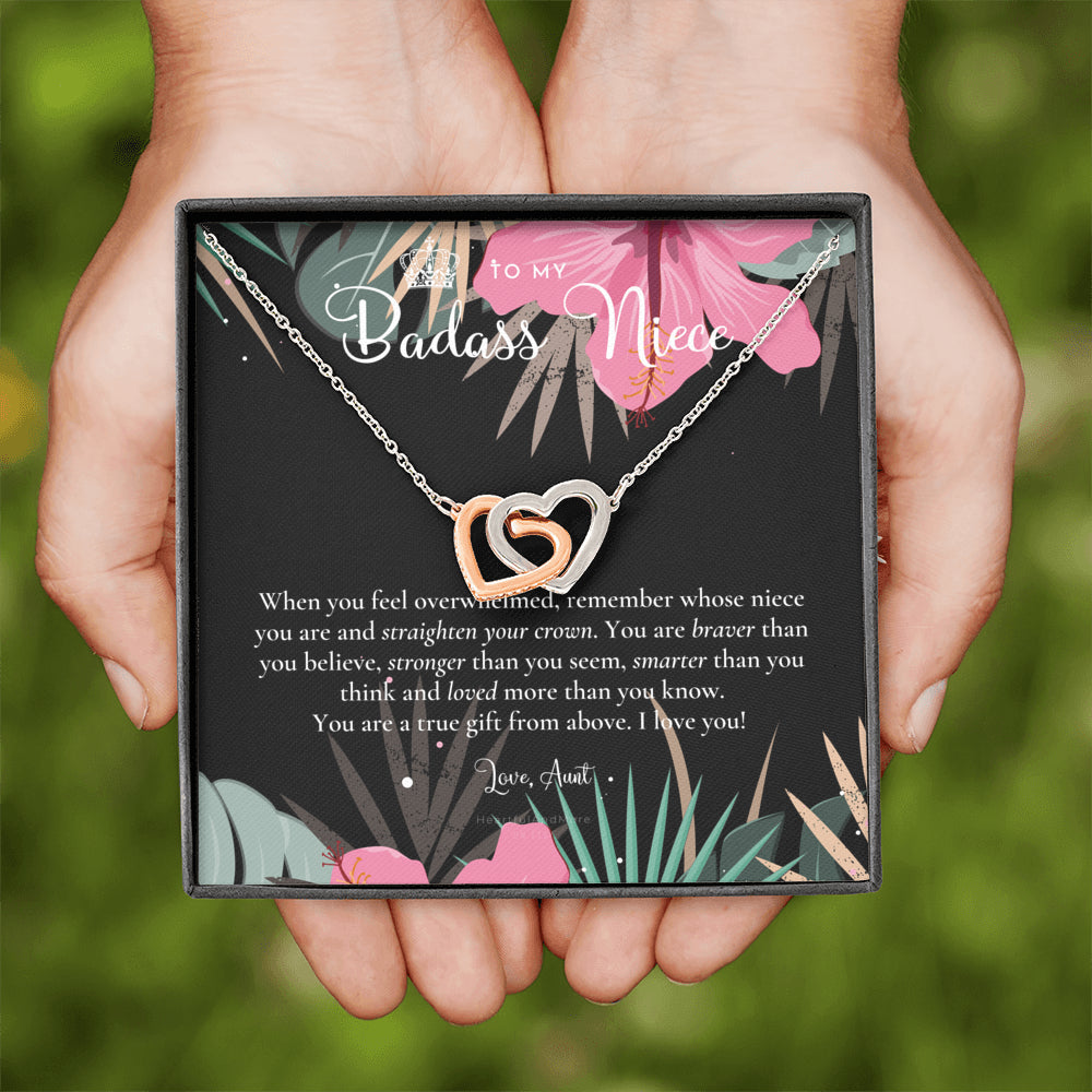 To My Badass Niece, Straighten Your Crown Necklace, Aunt Niece Necklace, Niece Birthday Gift, Niece Graduation Gift
