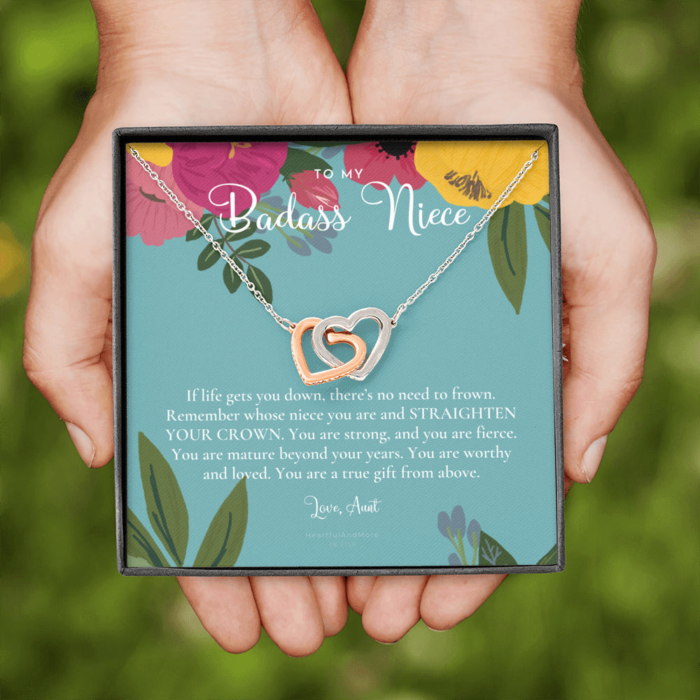 To My Badass Niece, Straighten Your Crown Necklace, Aunt Niece Necklace, Niece Birthday Gift, Niece Graduation Gift