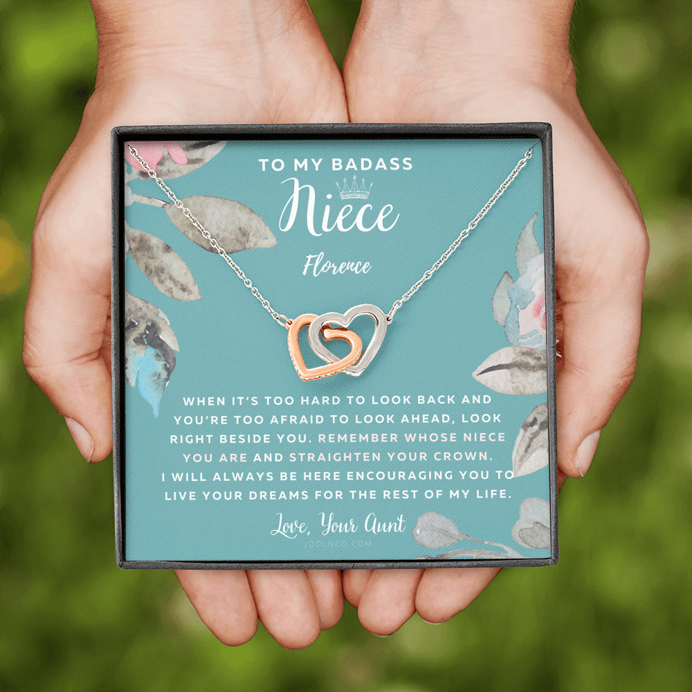 To My Badass Niece, Straighten Your Crown Necklace, Aunt Niece Necklace, Niece Birthday Gift, Niece Graduation Gift