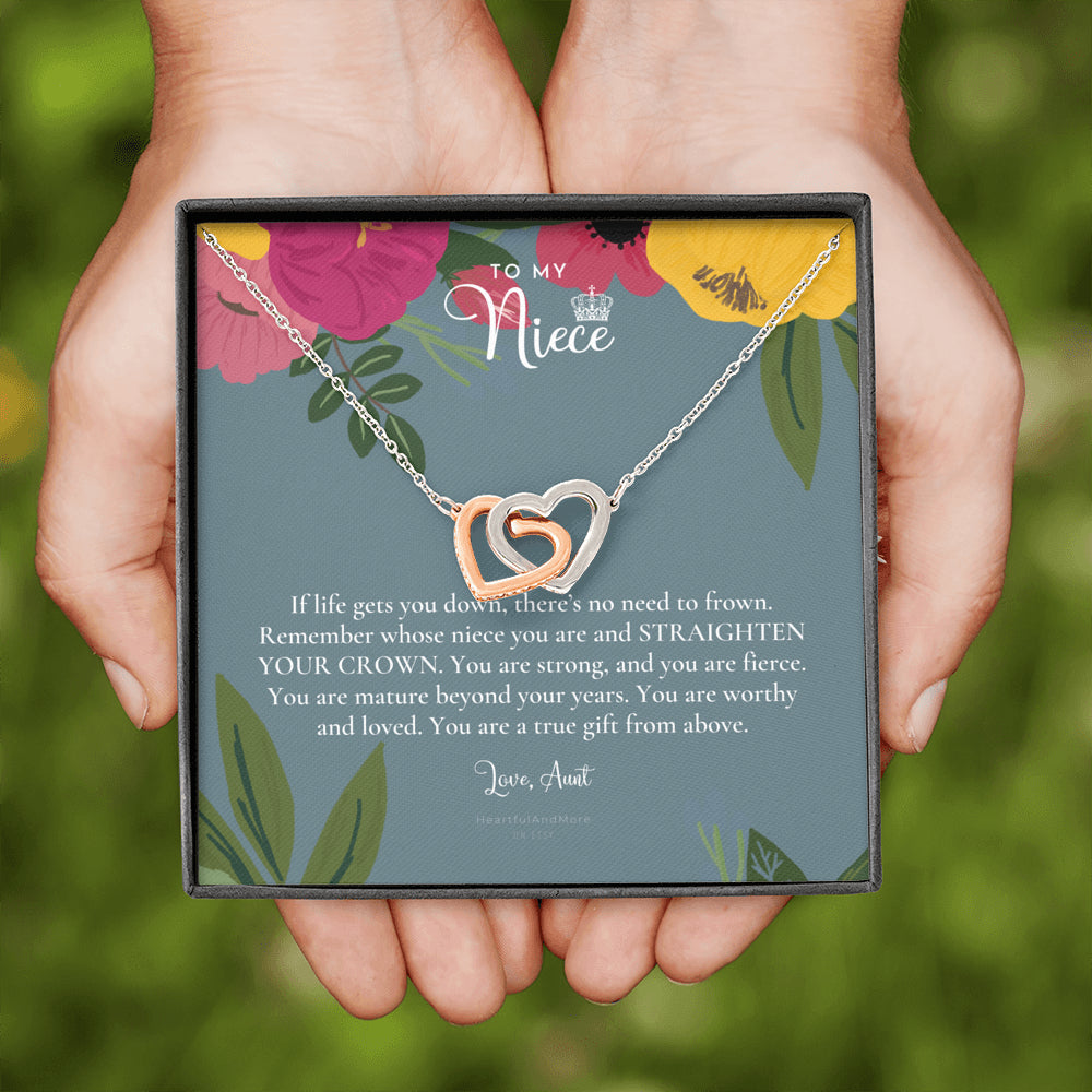 To My Badass Niece, Straighten Your Crown Necklace, Aunt Niece Necklace, Niece Birthday Gift, Niece Graduation Gift