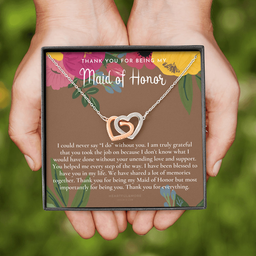 Maid of Honor Thank You Gift From Bride, Bridesmaid Gift, Maid of Honor Gift Necklace, Matron of Honor Gift, Thank You Gift From Bride