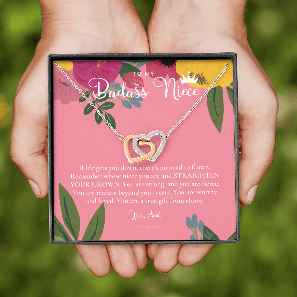 To My Badass Niece, Straighten Your Crown Necklace, Aunt Niece Necklace, Niece Birthday Gift, Niece Graduation Gift