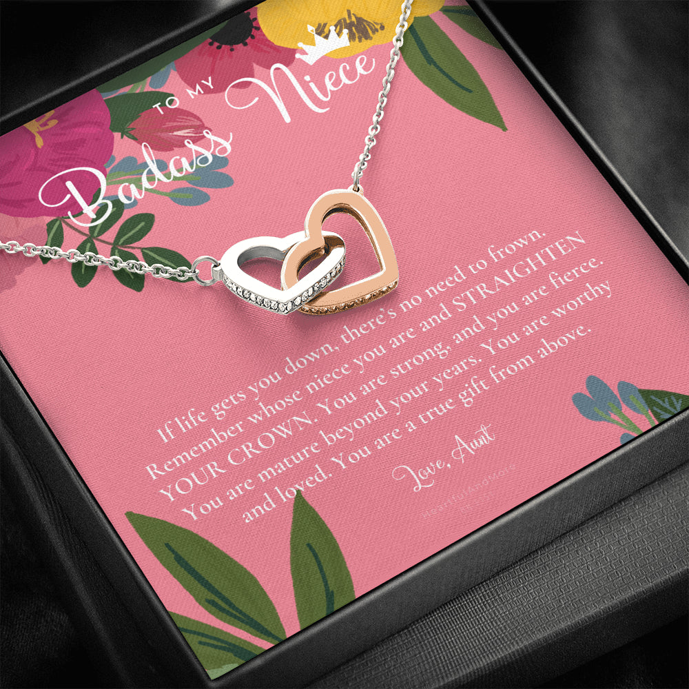 To My Badass Niece, Straighten Your Crown Necklace, Aunt Niece Necklace, Niece Birthday Gift, Niece Graduation Gift