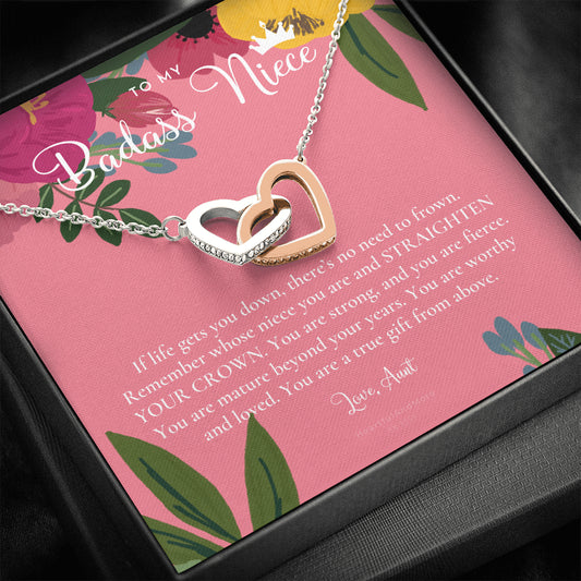 To My Badass Niece, Straighten Your Crown Necklace, Aunt Niece Necklace, Niece Birthday Gift, Niece Graduation Gift