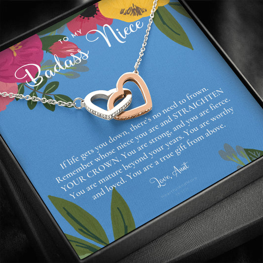 To My Badass Niece, Straighten Your Crown Necklace, Aunt Niece Necklace, Niece Birthday Gift, Niece Graduation Gift