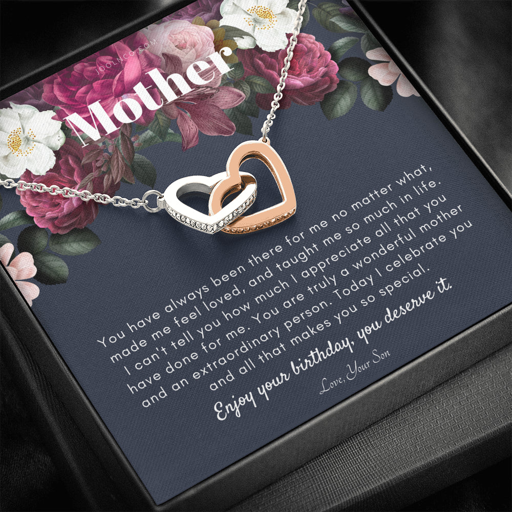 Interlocking Necklace | Mother's Birthday Gift | Necklace for Mom's birthday | Elegant Gift For Mom from Son | Best Mom Gift Message Card