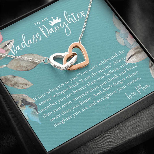 Daughter Gift from Mom, Heart Necklace Daughter Gift, Interlocking Necklace to Daughter, Daughter Graduation, Birthday Gift, Necklace
