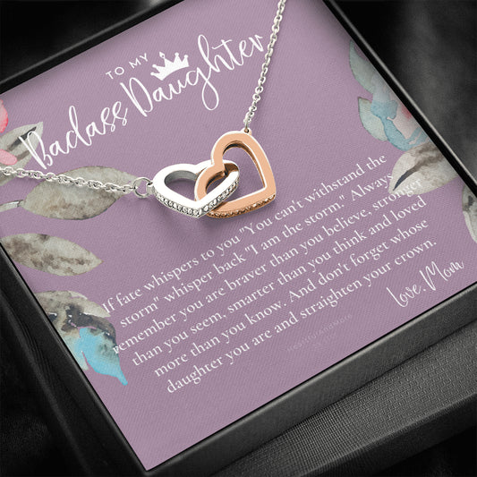 Daughter Gift from Mom, Heart Necklace Daughter Gift, Interlocking Necklace to Daughter, Daughter Graduation, Birthday Gift, Necklace