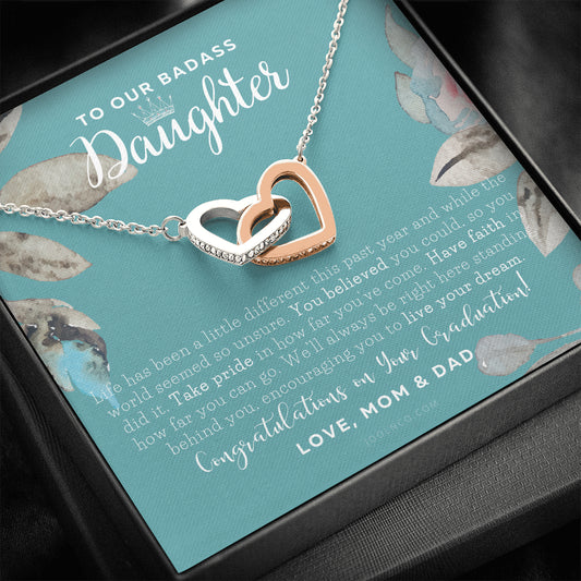 To Our Badass Daughter, Straighten Your Crown Necklace, Parents Daughter Necklace, Daughter Graduation Gift, Graduation on Pandemic